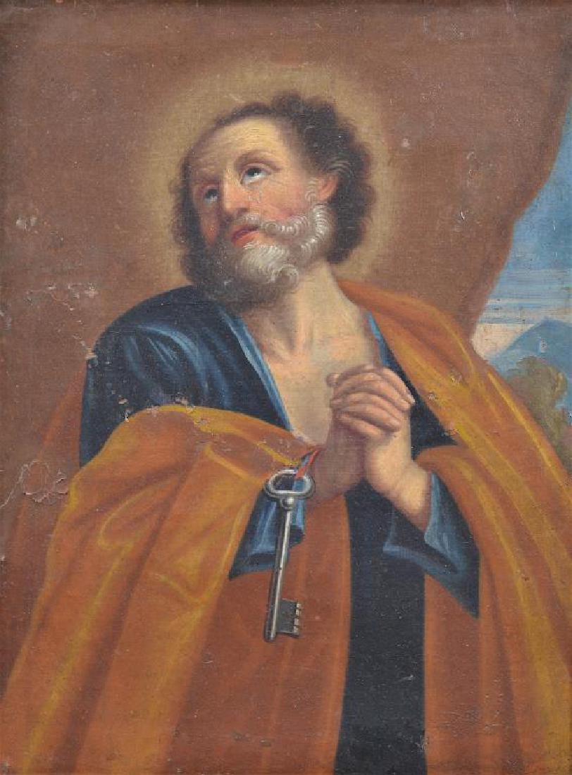 EUROPEAN SCHOOL RELIGIOUS PAINTING OF APOSTLE (1 of 3)