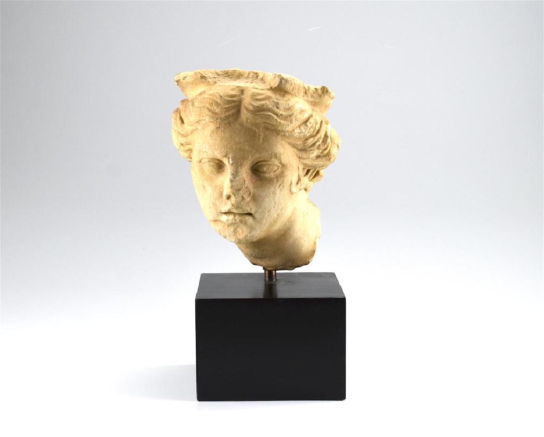 ANCIENT ROMAN MARBLE HEAD OF A GODDESS (1 of 7)