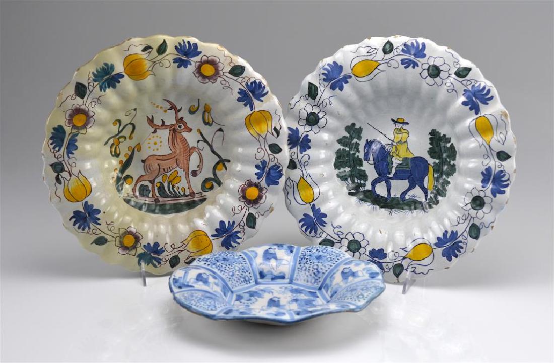 THREE DUTCH DELFT POTTERY CHARGERS (1 of 1)