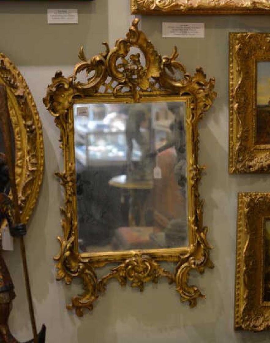 FRENCH ROCOCO CARVED GILTWOOD MIRROR (1 of 1)