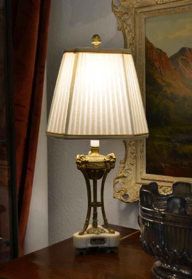PAIR OF MARBLE & BRONZE TABLE LAMPS (1 of 1)