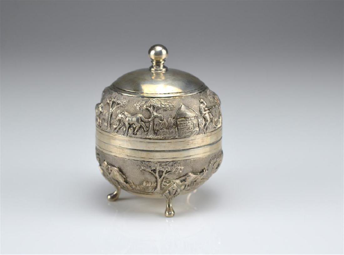 Indian colonial silver covered box (1 of 3)