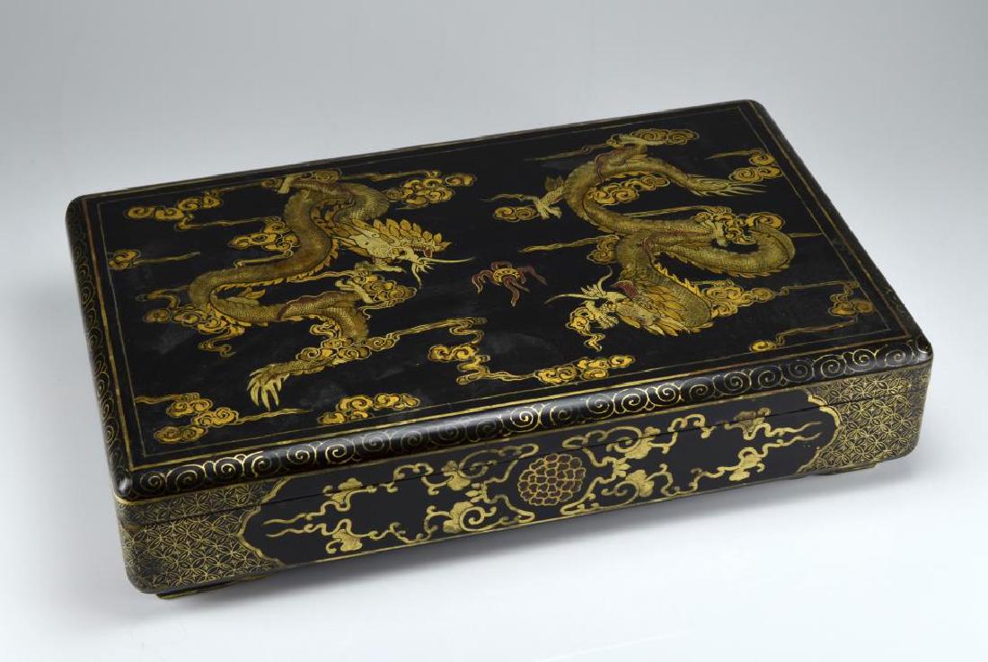 Large Chinese black lacquer box (1 of 3)
