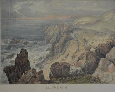 ATTRIBUTED TO LUCIUS RICHARD O'BRIEN: Off the Coast Watercolour Size: 10 x 13 in (sight)