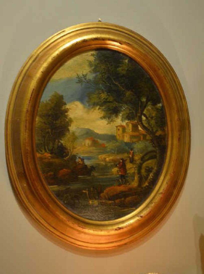 Pair of oval panel decorative paintings (1 of 2)