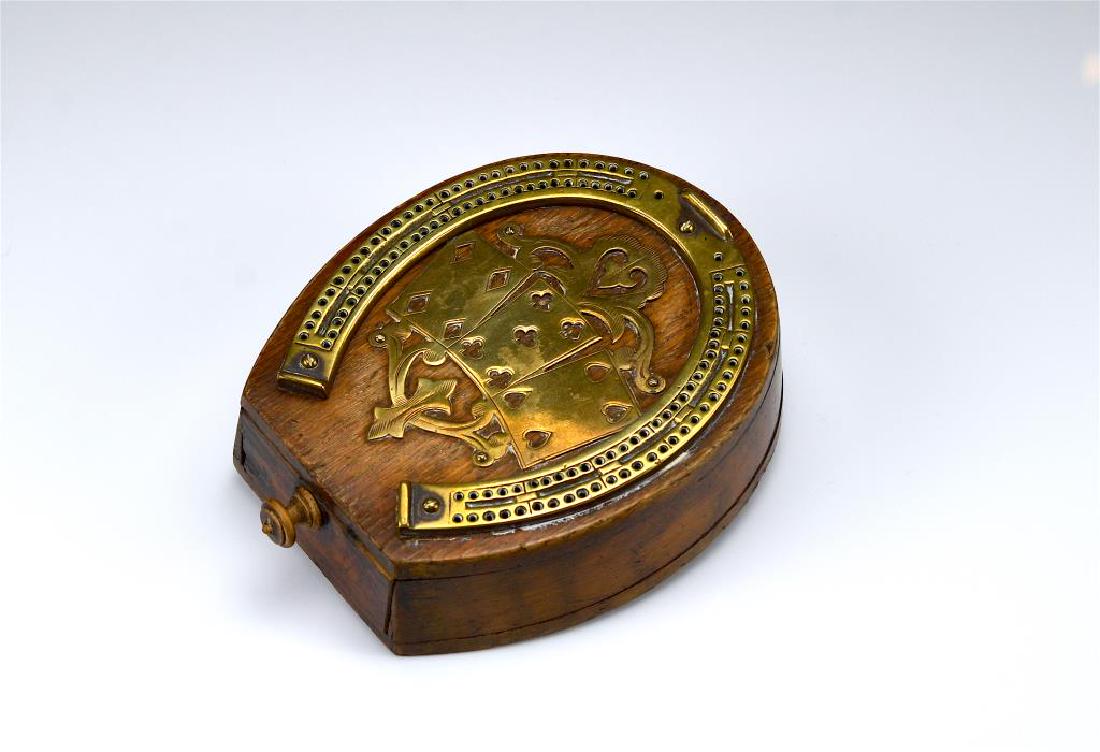 Antique wood cribbage board and storage (1 of 1)