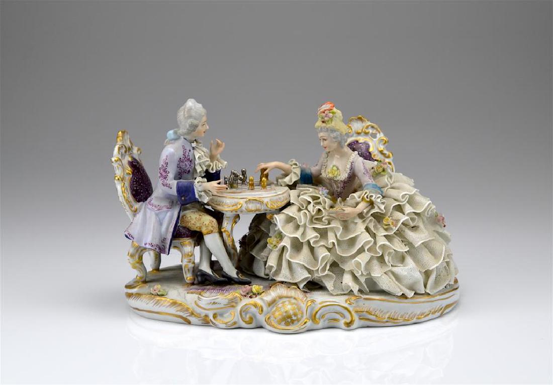 Continental porcelain figural group (1 of 4)