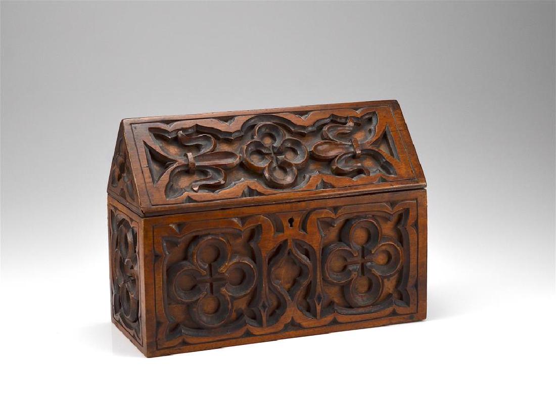 Carved wood document box (1 of 2)