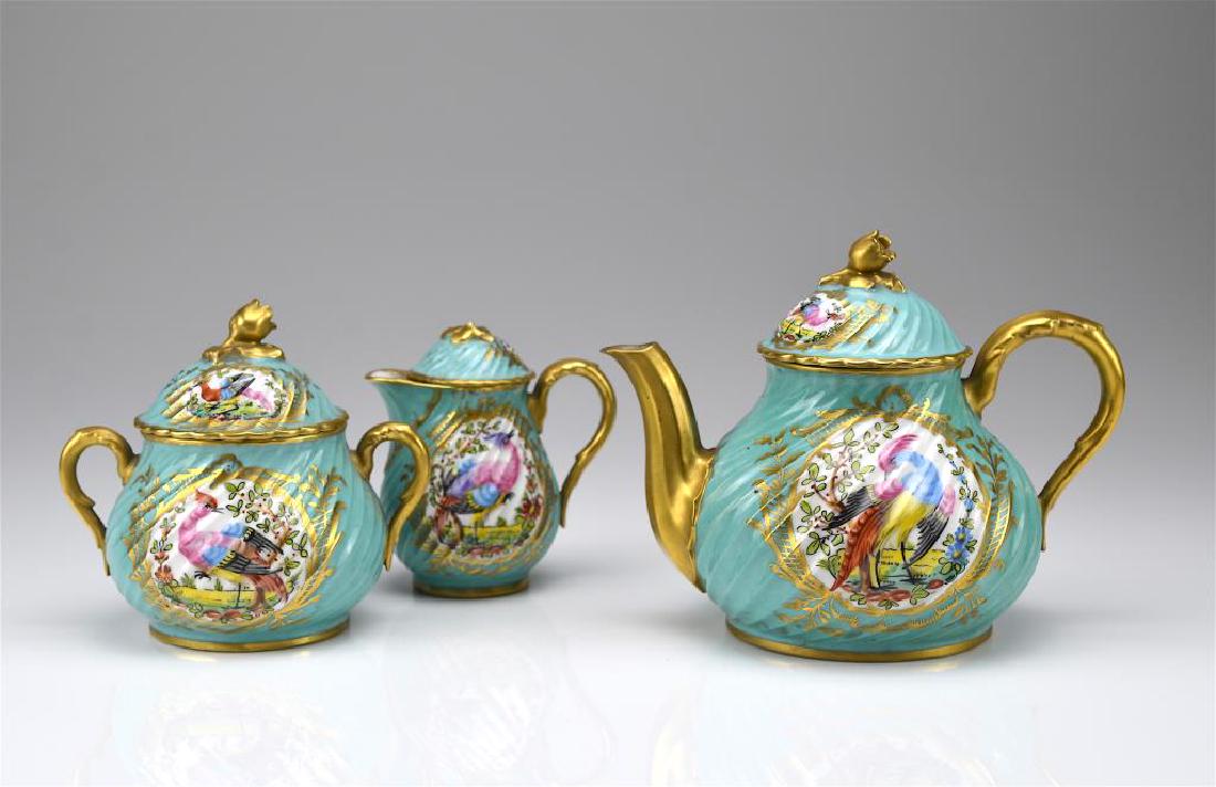 French three piece porcelain tea service (1 of 4)