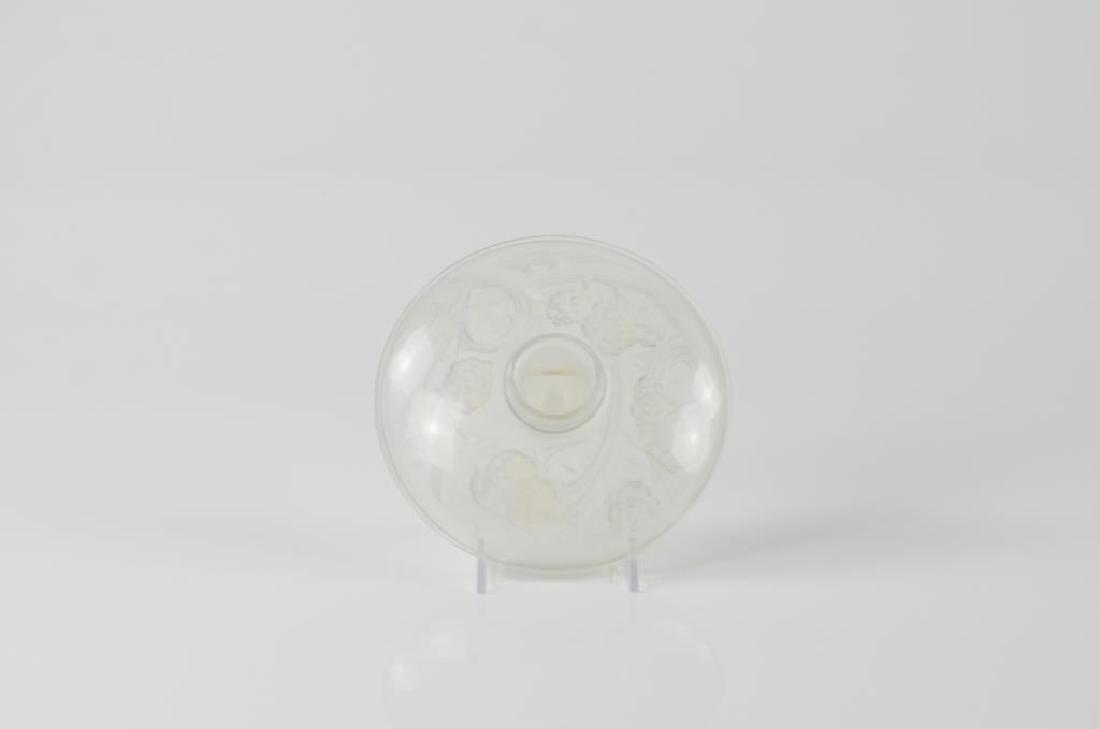 R. Lalique Mures inkwell: Frosted glass decorated with thorny branches and berries. Signed R. Lalique (Rene Lalique) on the side. Dia. 16.5 cm (6 1/2 in.)
