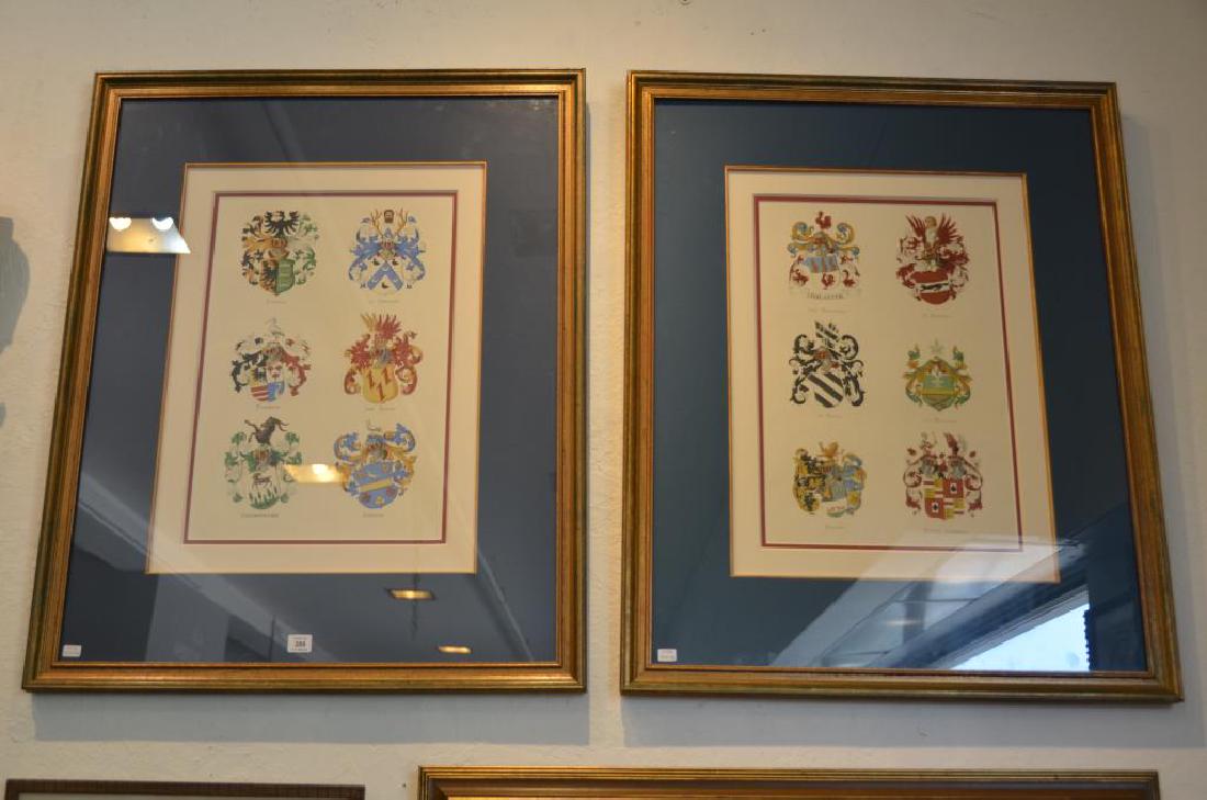 Pair of framed prints of armorial crests (1 of 1)