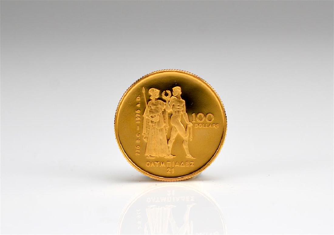 A Canadian $100 hundred dollar gold coin: 1976 issue 22 k 17 g.