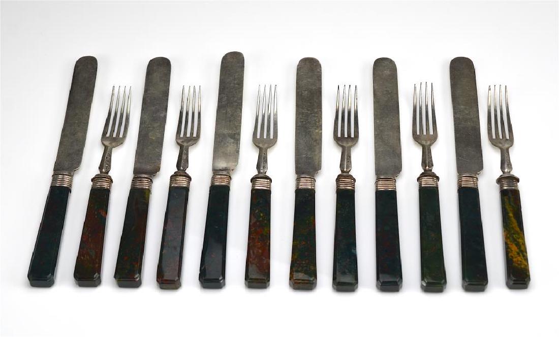19th C dessert set with bloodstone agate handles (1 of 3)
