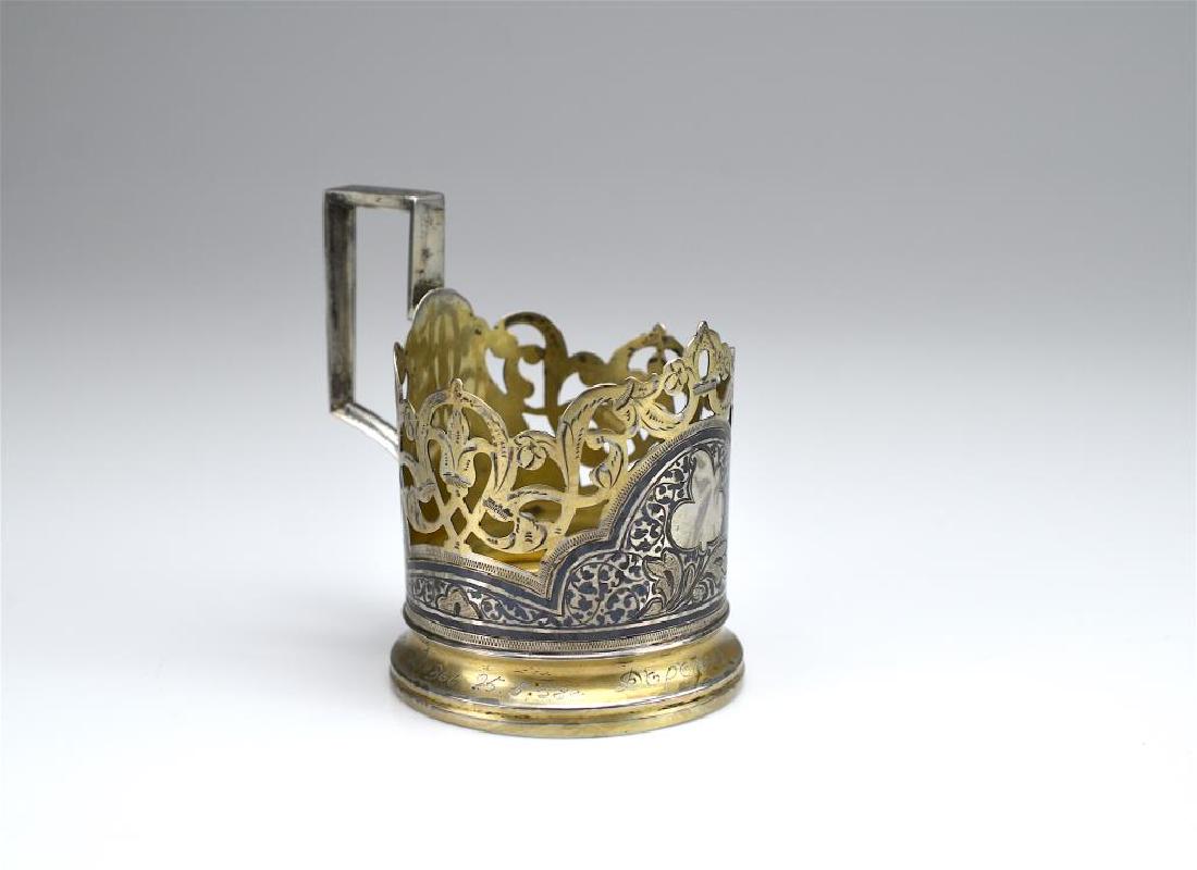 19th C Russian niello silver tea glass holder (1 of 7)