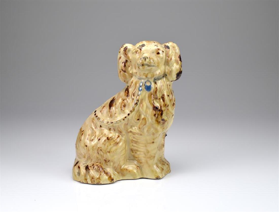 19th C earthenware pottery spaniel (1 of 2)