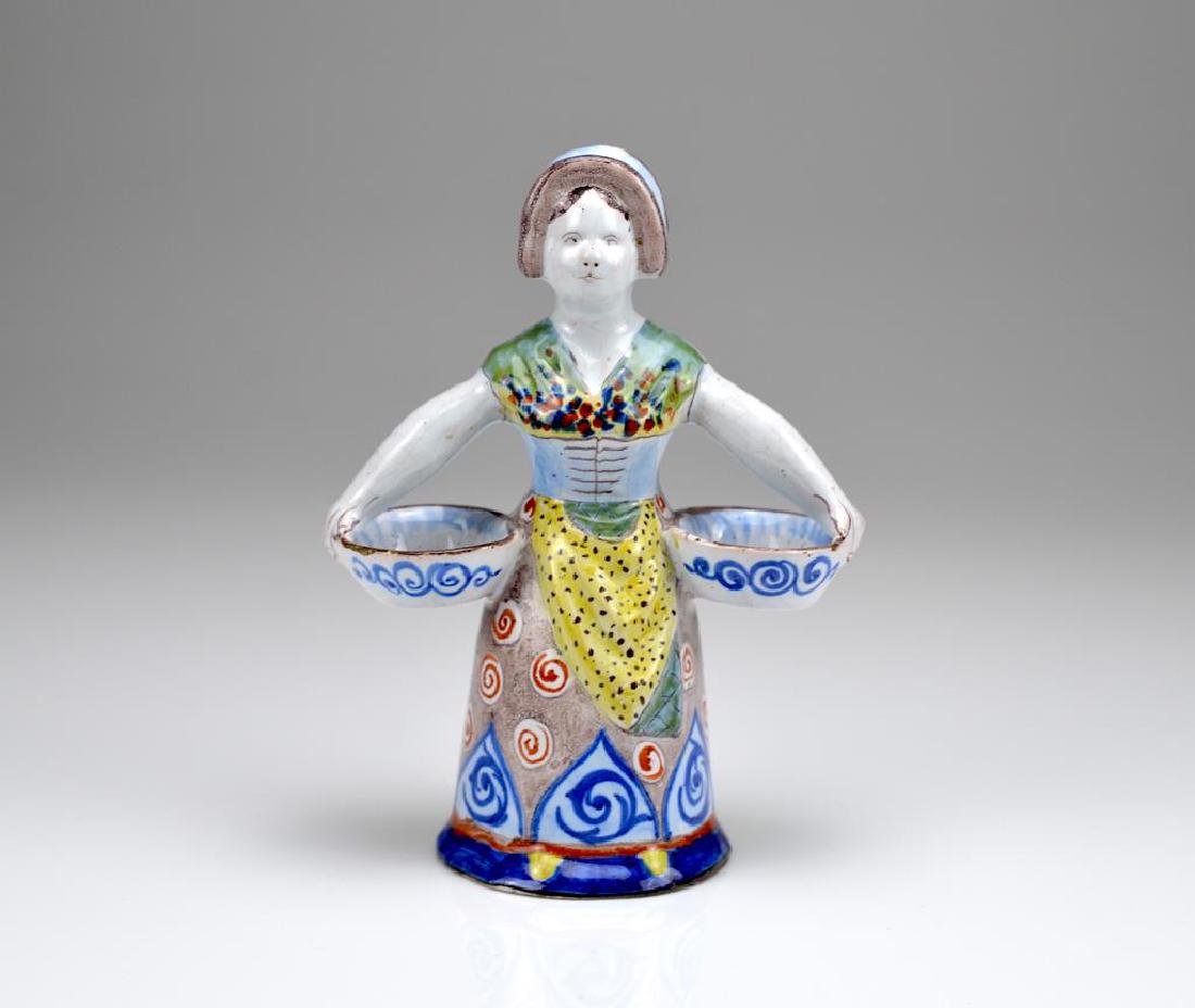 French faience pottery double sided figural salt (1 of 6)