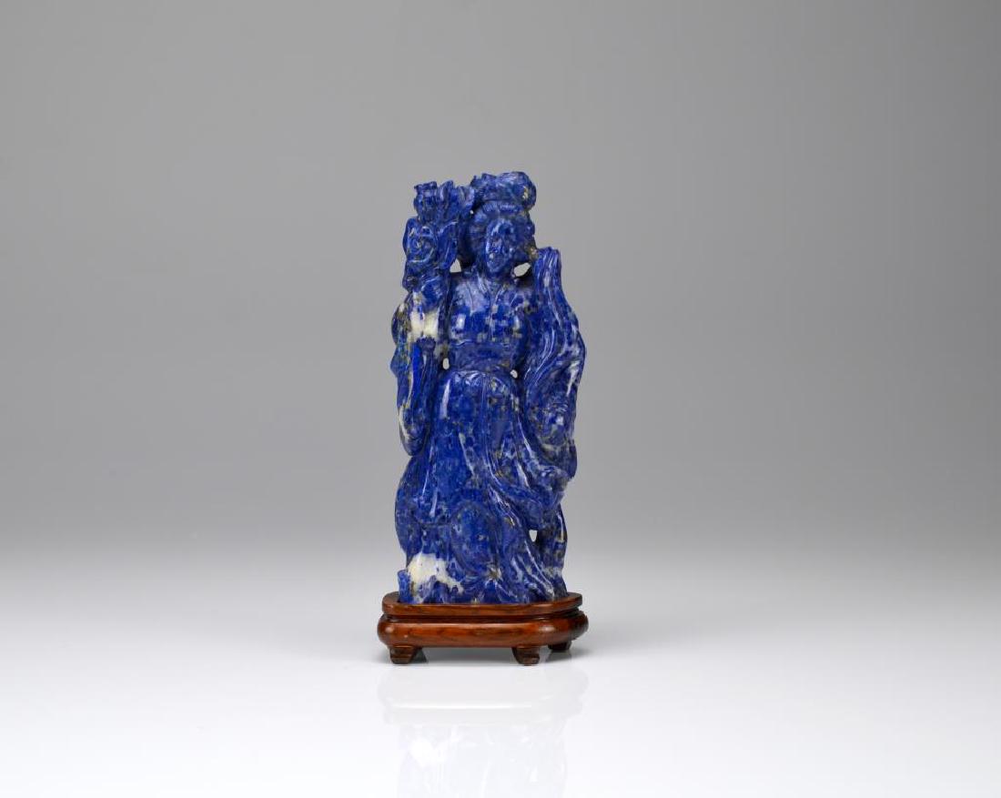 CHINESE LAPIS LAZULI CARVED LADY FIGURE (1 of 5)