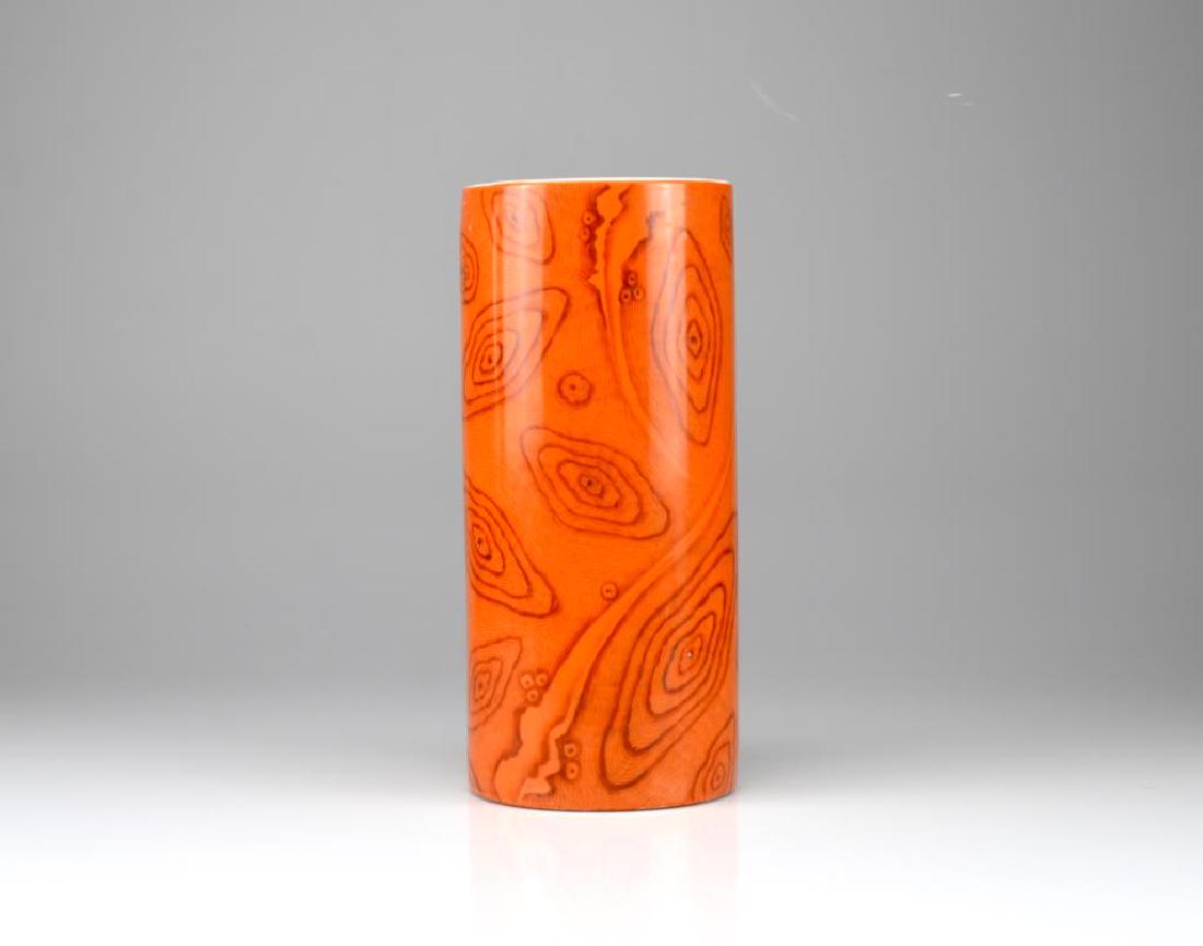 CHINESE CORAL GROUND FAUX BOIS PORCELAIN HAT STAND (1 of 4)