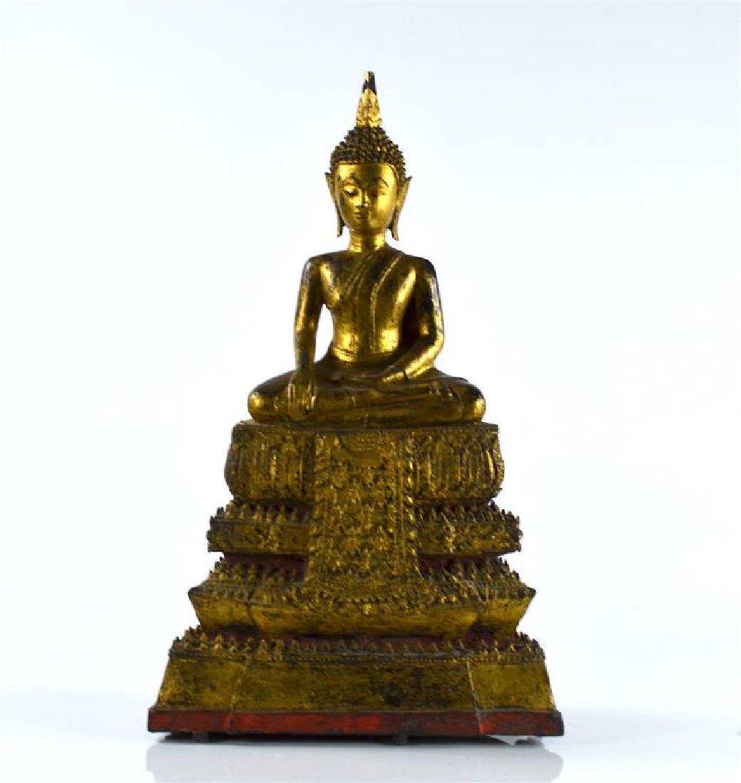 THAI PAINTED AND GILT BRONZE BUDDHA FIGURE (1 of 9)