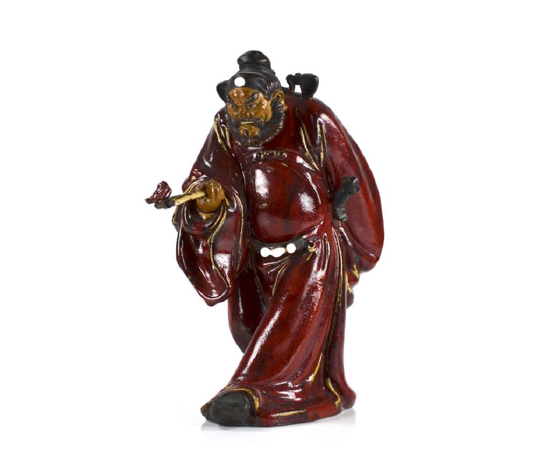 CHINESE SHIWAN GLAZED POTTERY FIGURE OF ZHONG KUI (1 of 6)