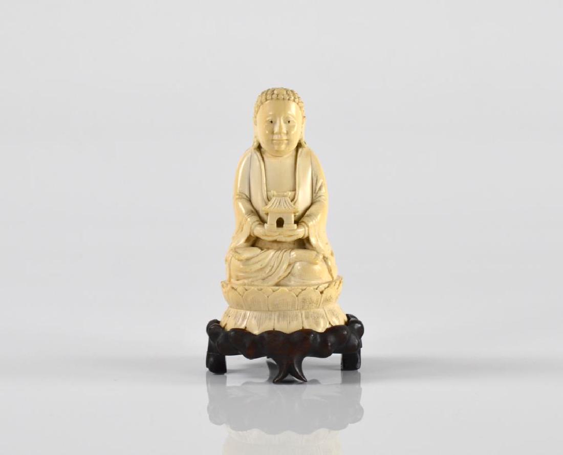 CHINESE CARVED IVORY BUDDHA FIGURE (1 of 7)