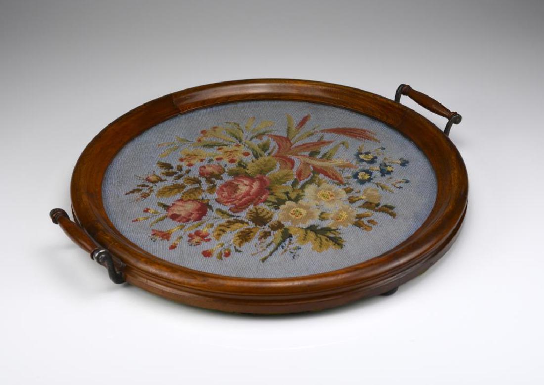 Circular antique English beaded tray (1 of 2)