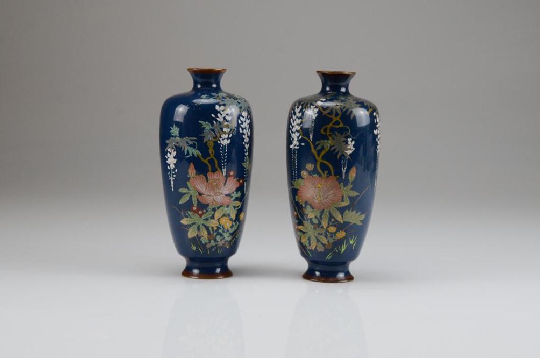 PAIR OF JAPANESE CLOISONNE ENAMELLED VASES (1 of 6)