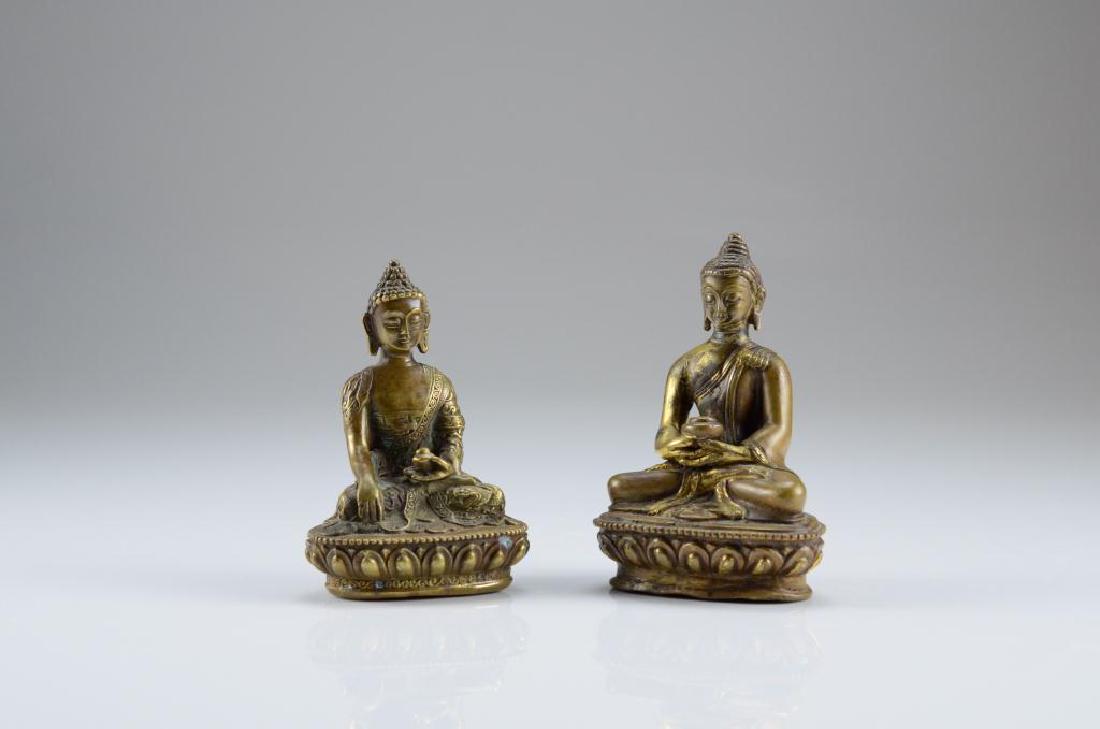TWO CHINESE BRONZE BUDDHAS (1 of 9)