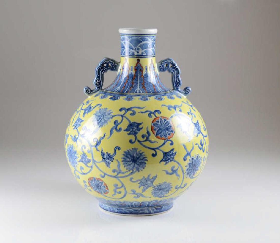 CHINESE YELLOW GROUND BLUE & WHITE PORCELAIN VASE (1 of 5)