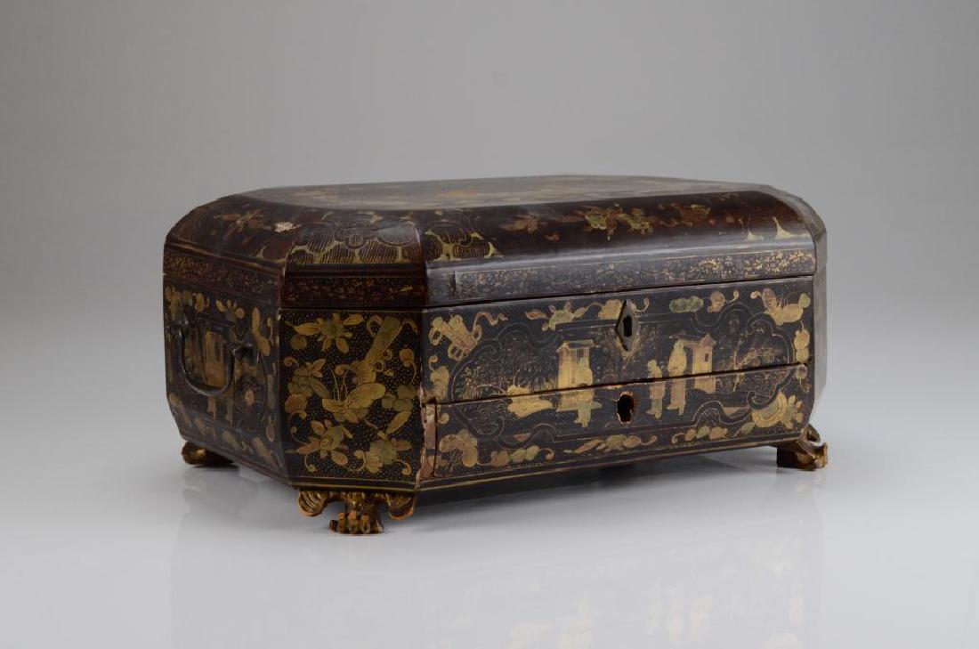 CHINESE EXPORT BLACK LACQUER WOOD BOX (1 of 5)