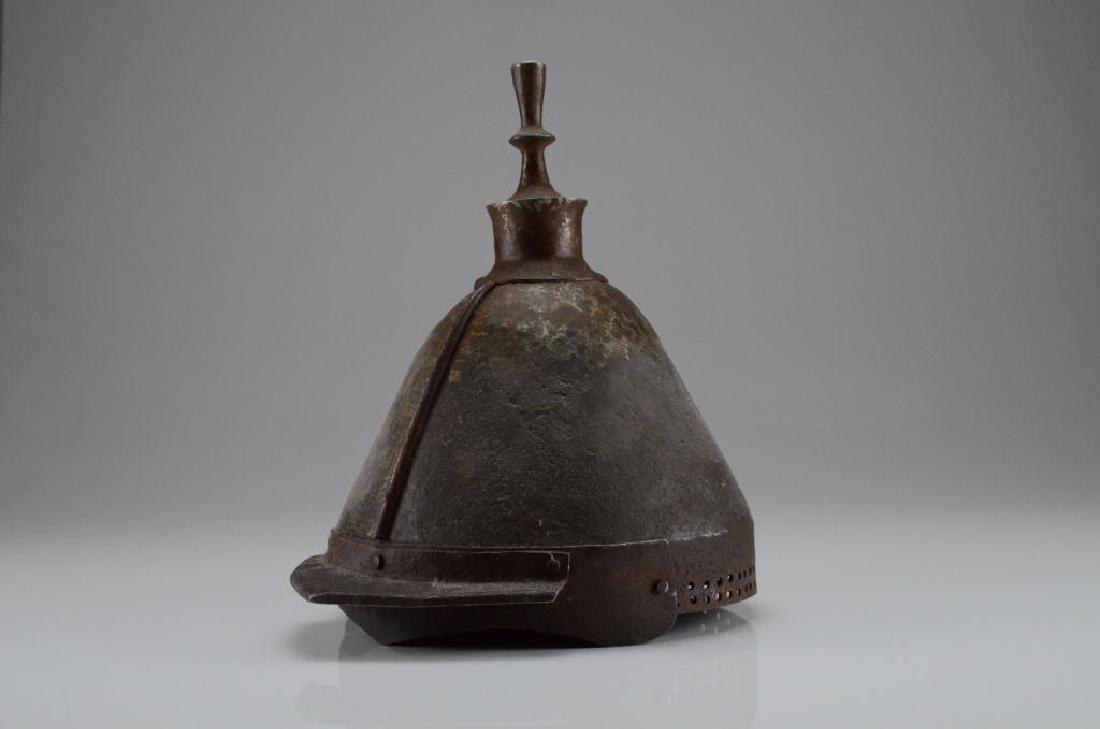 CHINESE QING DYNASTY MANCHU METAL MILITARY HELMET (1 of 7)