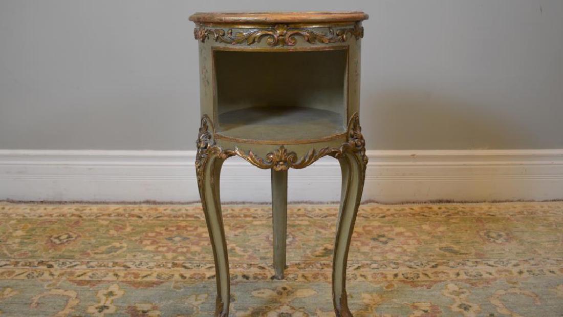 French hand painted circular side table: .