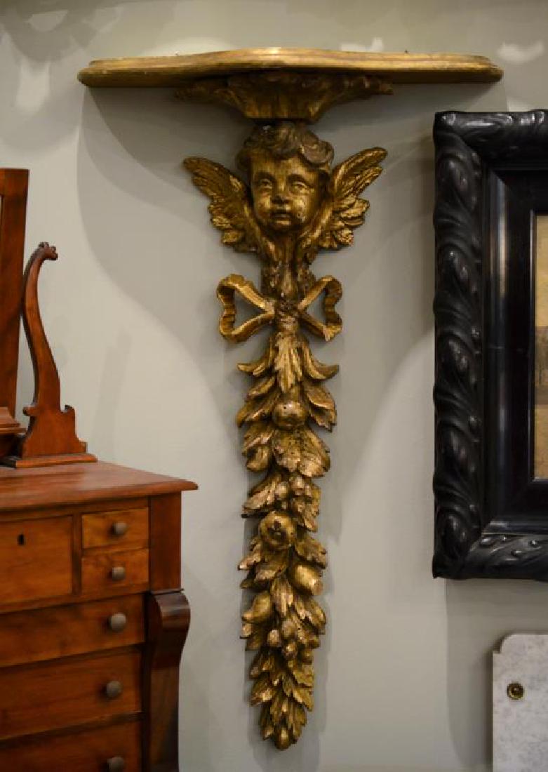 Pair of gilt putti architectural wall brackets (1 of 4)