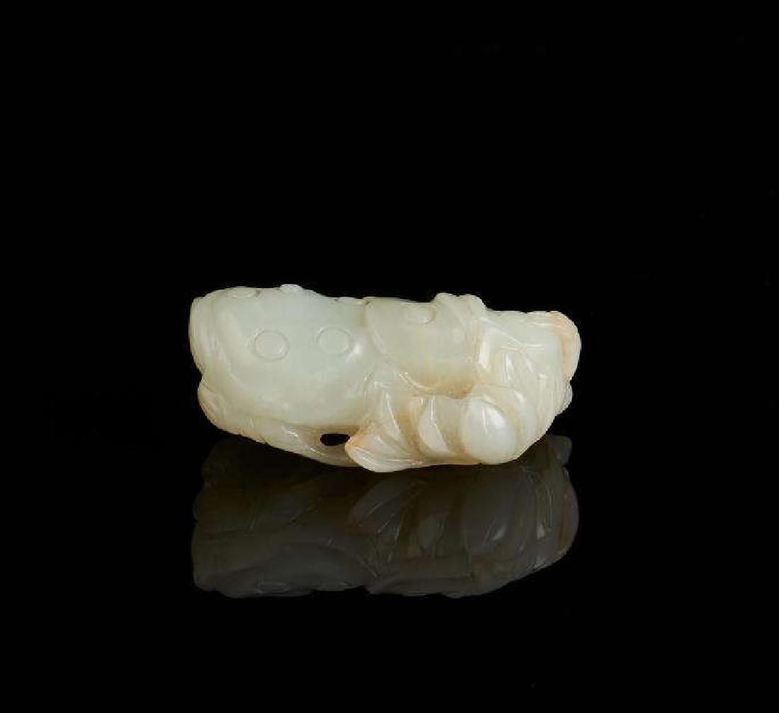 CHINESE CARVED WHITE JADE LOTUS GROUP (1 of 10)