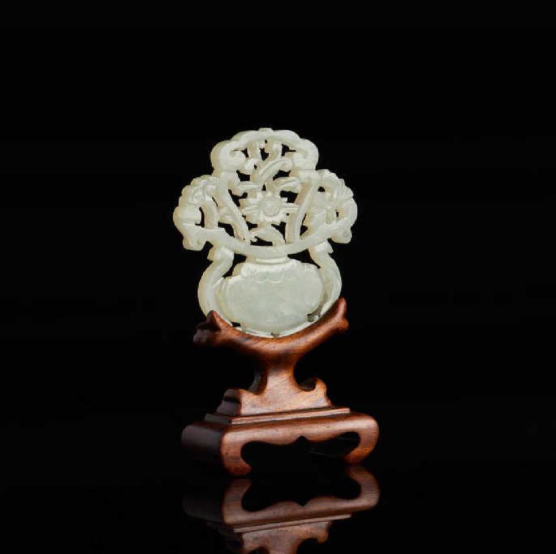 CELADON JADE PLAQUE OF FLOWER BASKET (1 of 5)