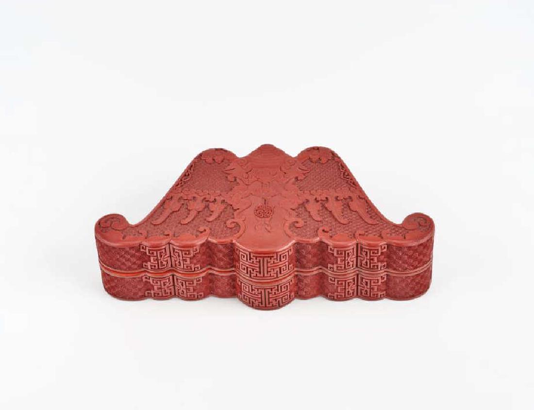CHINESE CARVED CINNABAR LACQUER BAT FORM BOX (1 of 10)