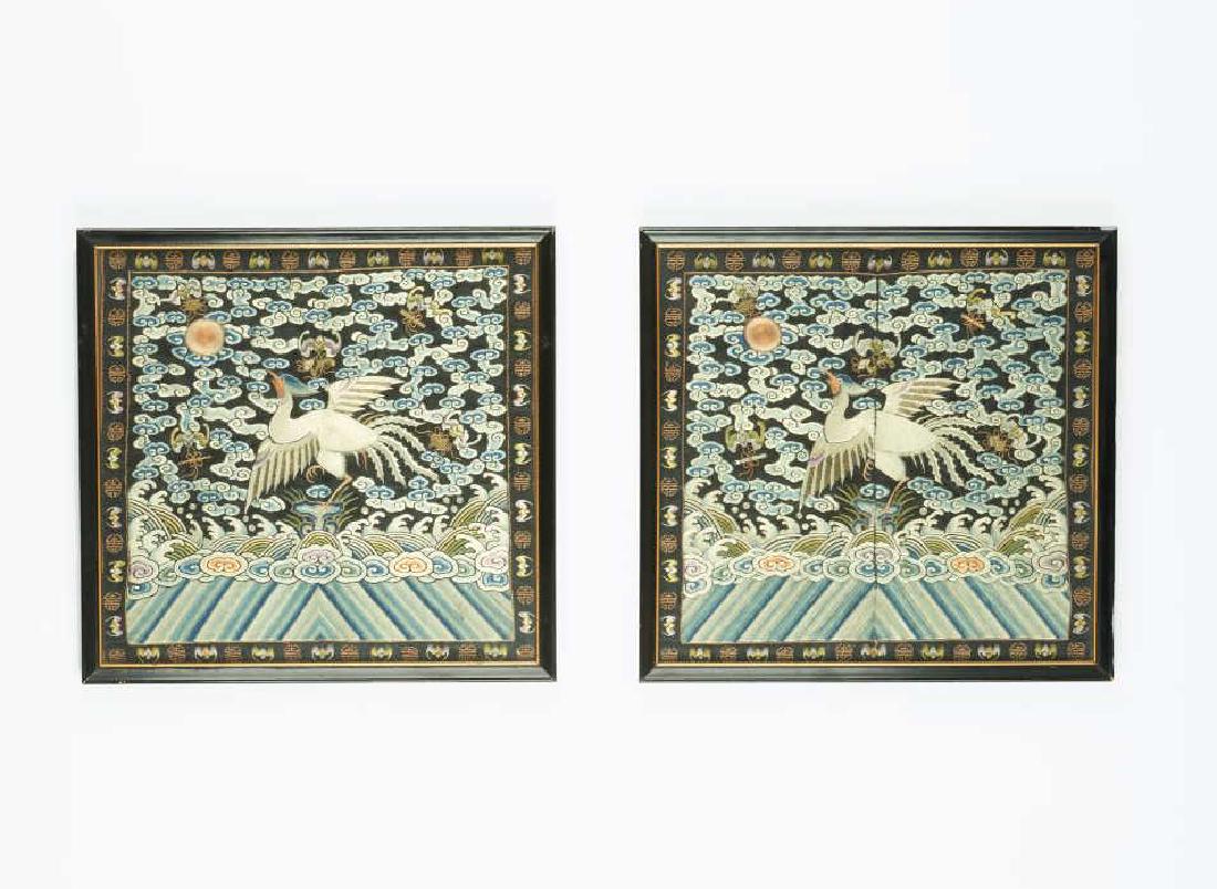 PAIR OF CHINESE SILK EMBROIDERED RANK BADGES (1 of 15)