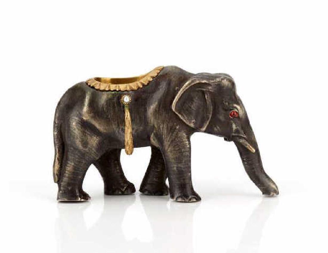 RUSSIAN SILVER & JEWELLED ELEPHANT FORM PINCUSHION (1 of 16)