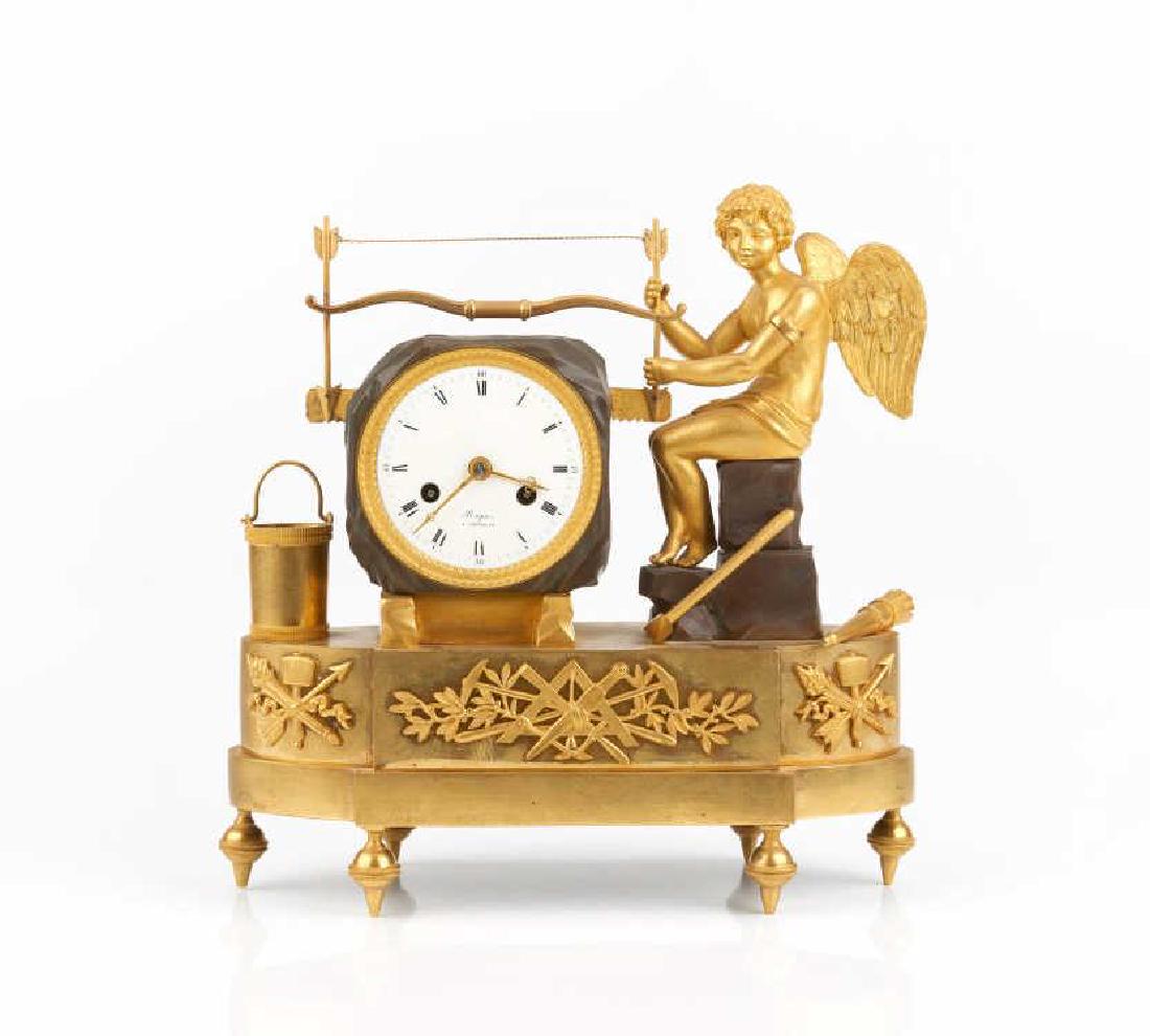 GILDED FRENCH MASONIC FIGURAL CLOCK (1 of 12)