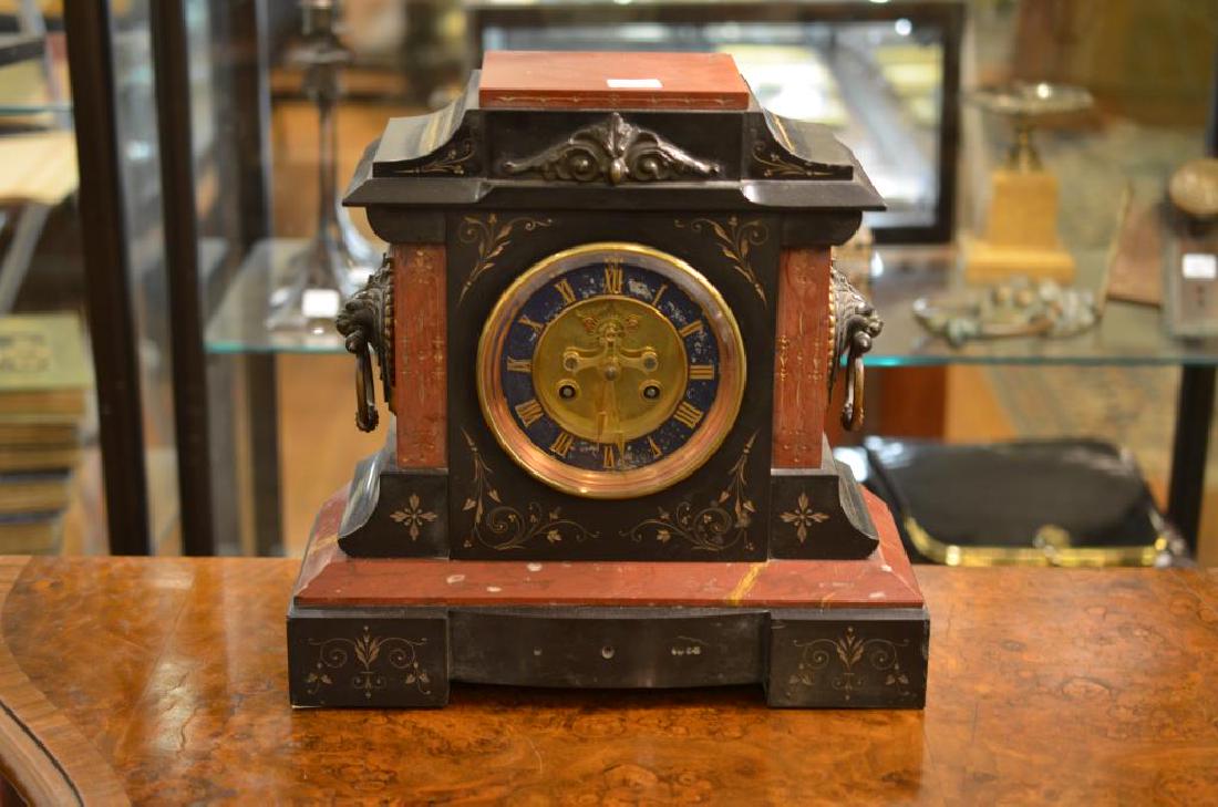 Red marble and slate mantel clock (1 of 1)