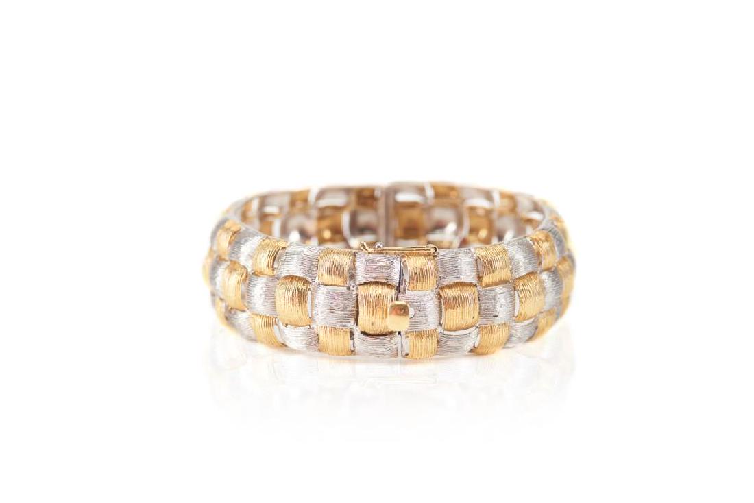 Vintage two toned gold basket weave cuff bracelet (1 of 2)