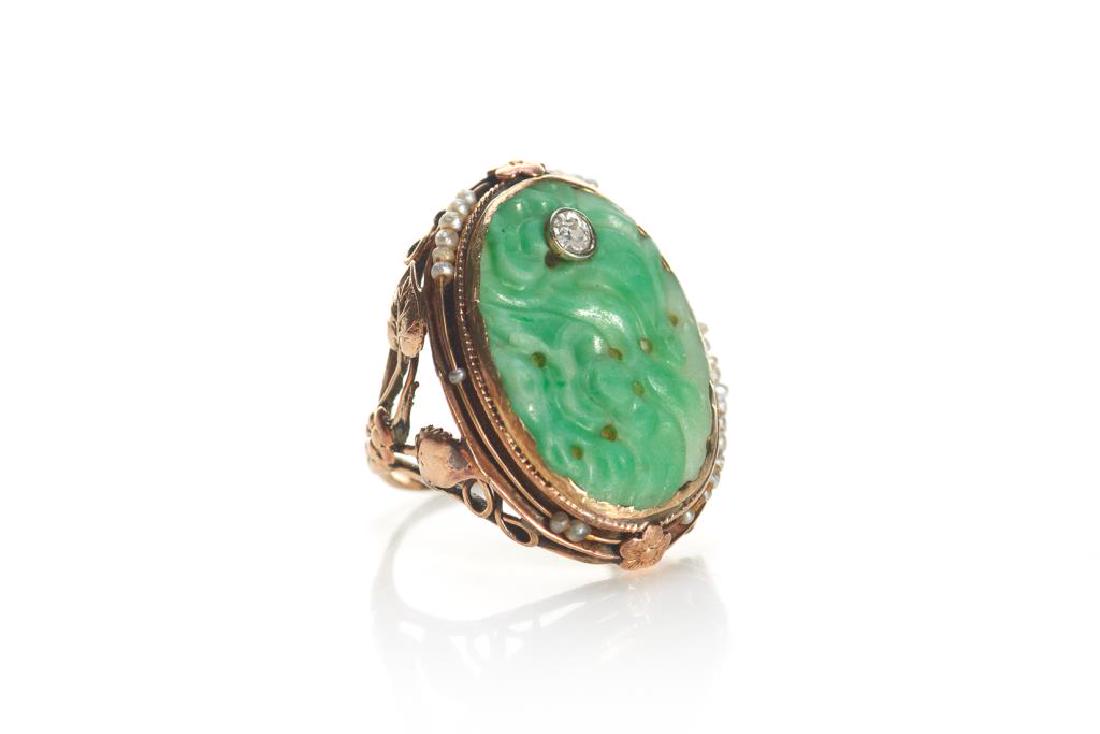 Antique gold & jadeite cocktail ring (1 of 5)