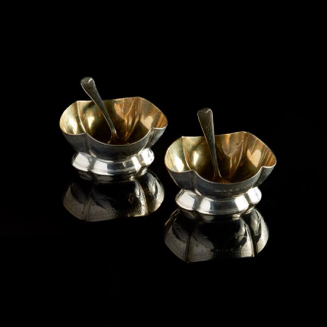 Pair of Victorian English silver salts & spoons (1 of 3)