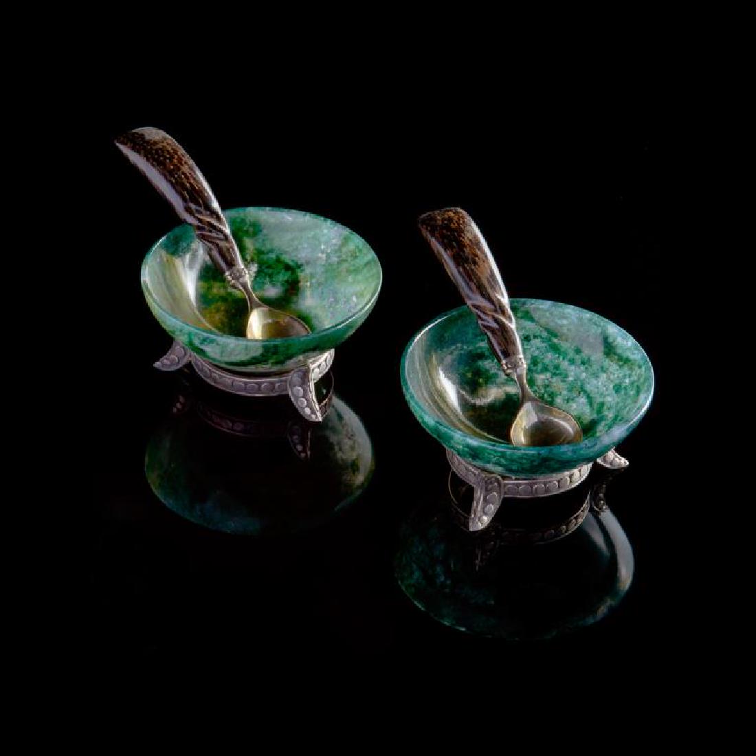 Pair of Contemporary silver & agate salts (1 of 7)