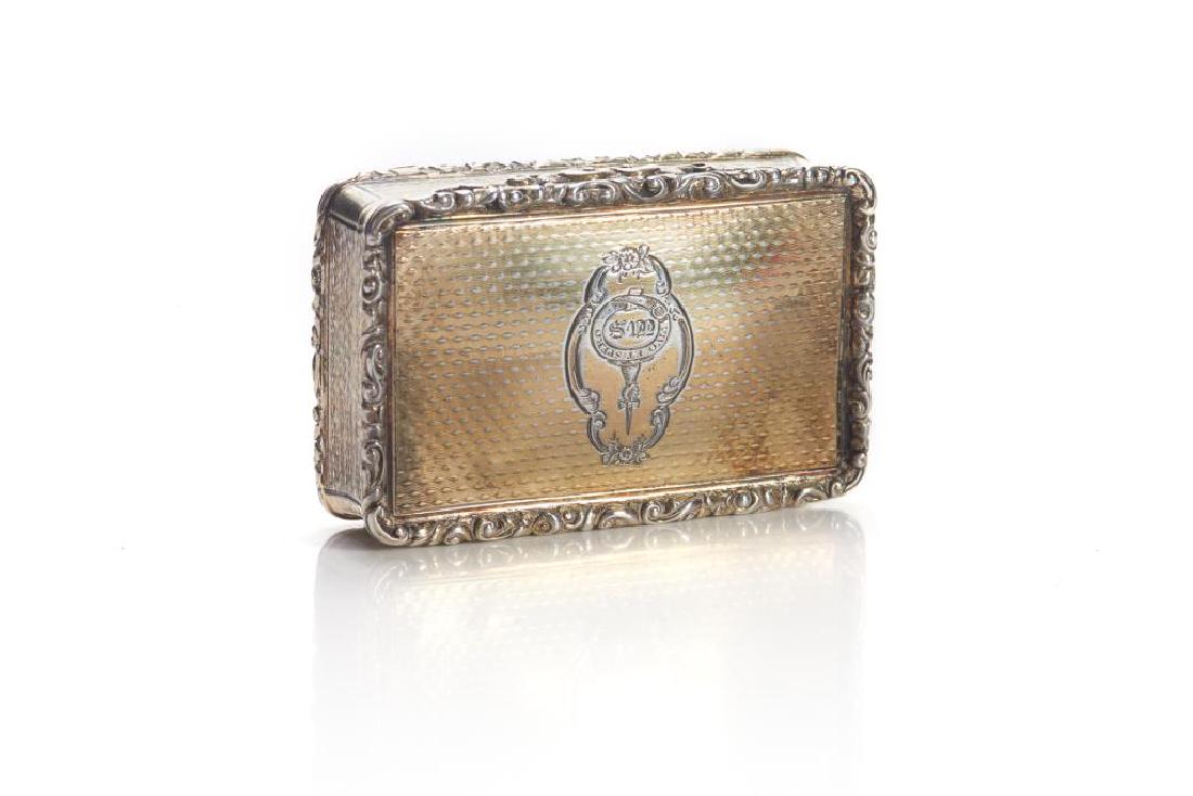 19th C Victorian English silver gilt snuff box (1 of 6)