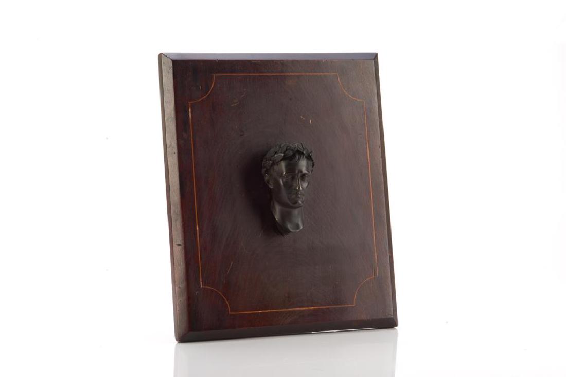 Classical bronze bust mounted to wood panel (1 of 6)