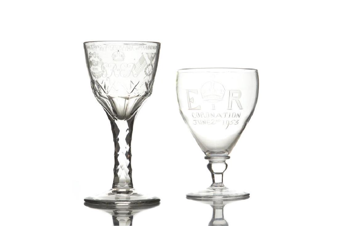 Two Royal commemorative etched glass goblets (1 of 1)