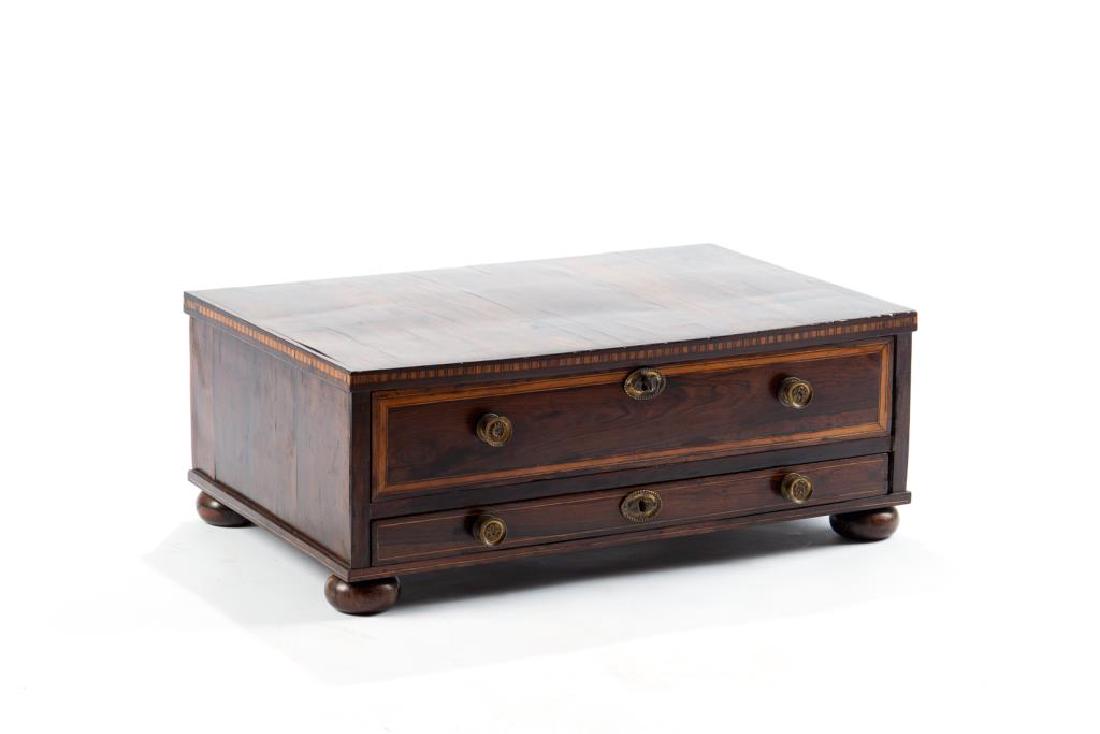Georgian Rosewood two drawer table top cabinet (1 of 1)