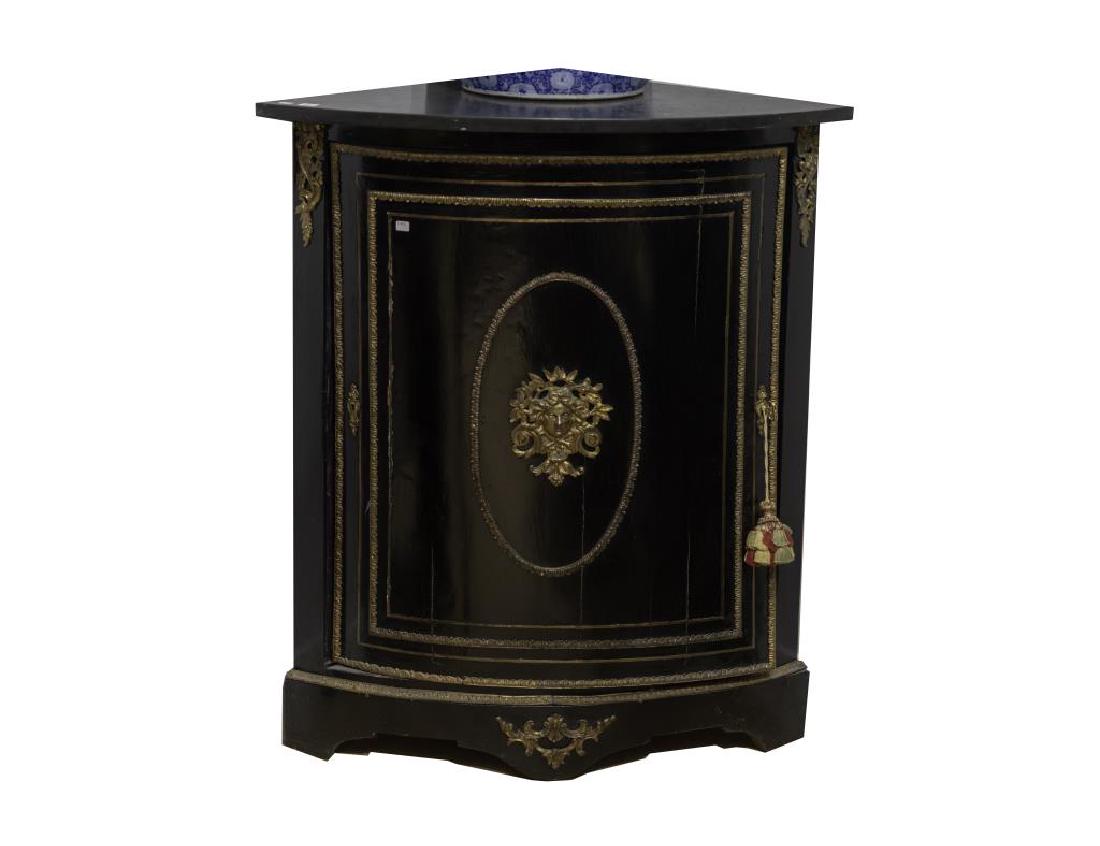 Gilt bronze and ebonized corner cabinet (1 of 1)