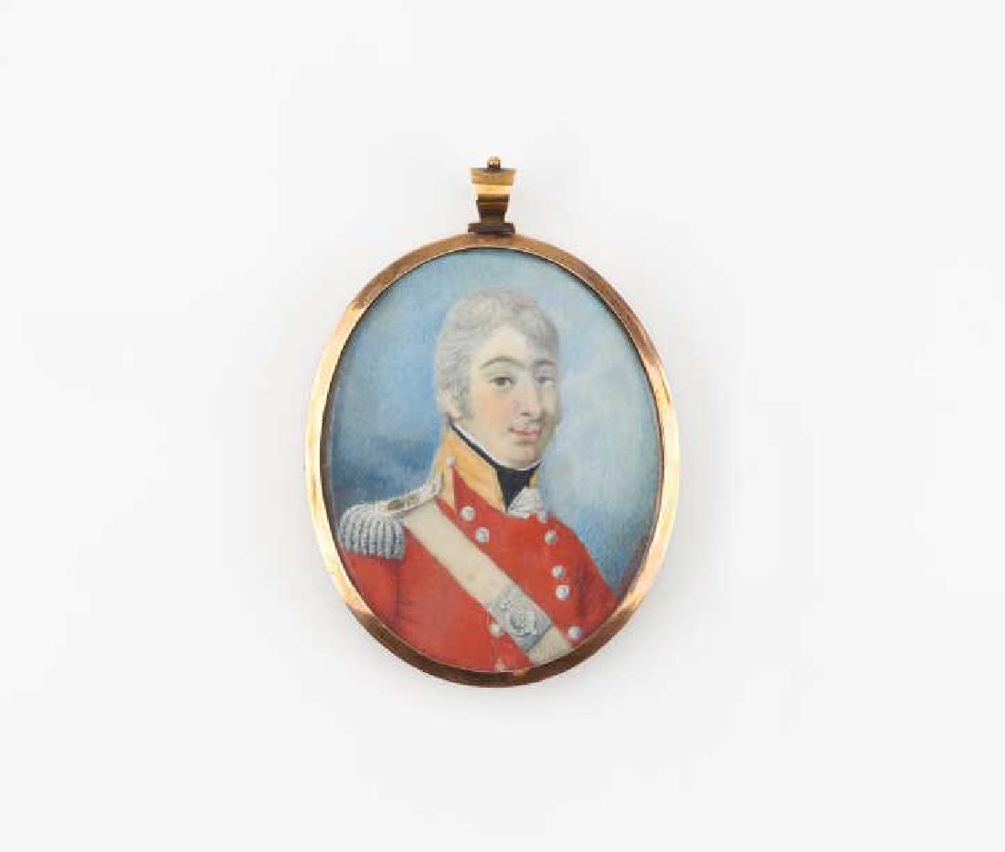 Hand painted portrait miniature of British soldier (1 of 2)